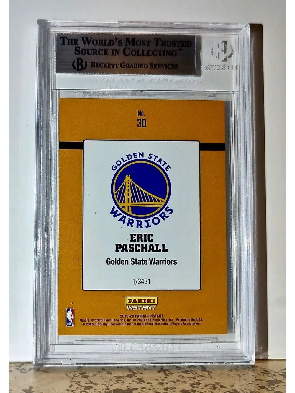 Eric Paschall 2019-20 Panini NBA #30 1989 Rated Rookies 1/3431 BGS 9 Warriors